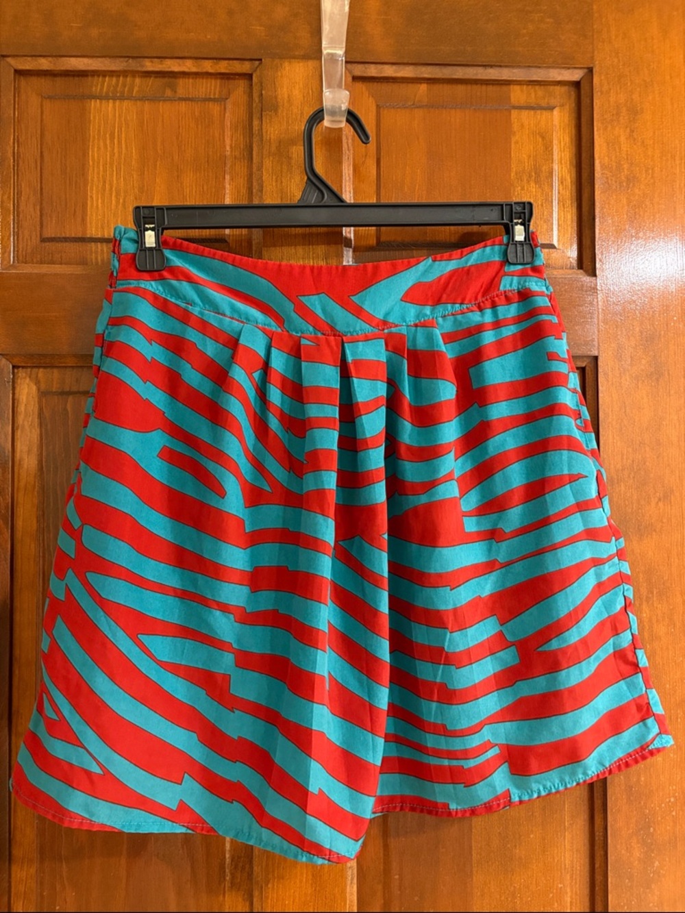 Annabella Red and Teal A-Line Printed Skirt